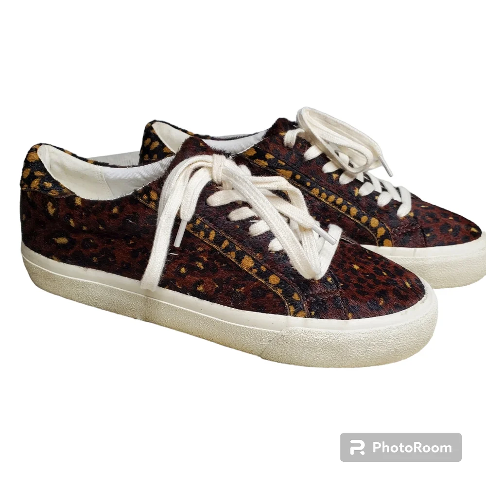 Madewell‎ sidewalk sneaker dyed calf hair animal print leopard cheetah size 7.5